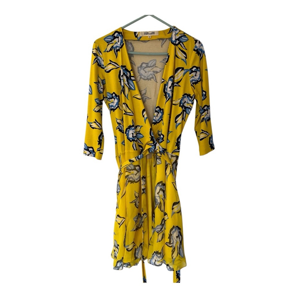 Diane Von Furstenberg Yellow floral dress Size 10